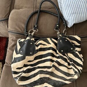 Bueno Black and Cream Zebra Tote